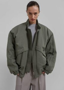 Outerwear Green Men The Frankie Shop Seth Oversized Jacket - Khaki - Image 2