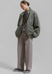 Outerwear Green Men The Frankie Shop Seth Oversized Jacket - Khaki - Image 5