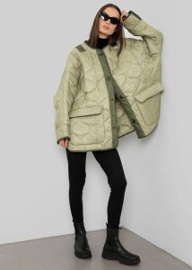 Outerwear Green Women Teddy Quilted Jacket - Moss Green The Frankie Shop