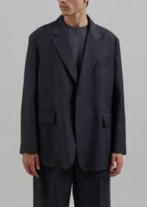 Outerwear Grey Men Beo Blazer - Charcoal/White Pinstripe The Frankie Shop - Image 2