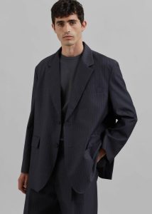 Outerwear Grey Men Beo Blazer - Charcoal/White Pinstripe The Frankie Shop
