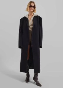 Outerwear Hampton Long Coat - Black Women Black The Frankie Shop - Image 3