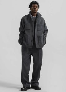 Outerwear Men Grey The Frankie Shop Mason Boxy Wool Jacket - Charcoal - Image 4