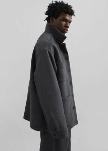 Outerwear Men Grey The Frankie Shop Mason Boxy Wool Jacket - Charcoal - Image 5