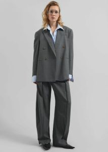 Outerwear Salpar Double-Breasted Blazer - Dark Grey Melange Women Grey The Frankie Shop - Image 2