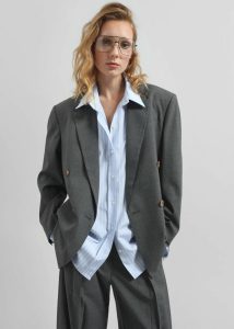 Outerwear Salpar Double-Breasted Blazer - Dark Grey Melange Women Grey The Frankie Shop