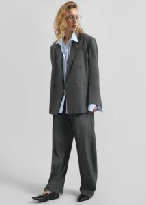 Outerwear Salpar Double-Breasted Blazer - Dark Grey Melange Women Grey The Frankie Shop - Image 4