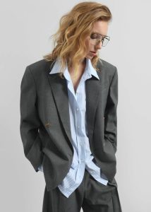 Outerwear Salpar Double-Breasted Blazer - Dark Grey Melange Women Grey The Frankie Shop - Image 5
