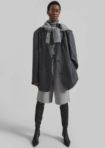 Outerwear Stora Oversized Wool Blazer - Grey/White Pinstripe The Frankie Shop Grey Women - Image 2