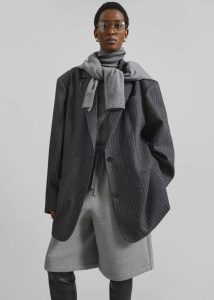 Outerwear Stora Oversized Wool Blazer - Grey/White Pinstripe The Frankie Shop Grey Women - Image 3