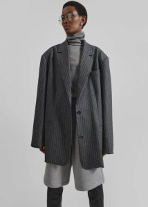 Outerwear Stora Oversized Wool Blazer - Grey/White Pinstripe The Frankie Shop Grey Women - Image 5