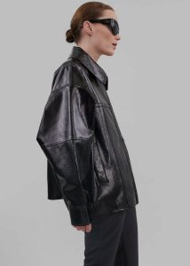 Outerwear The Frankie Shop Black Women Arbor Crackled Faux Leather Jacket - Black - Image 5
