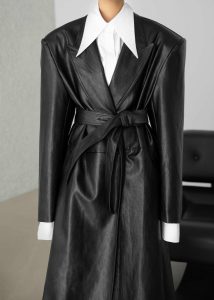 Outerwear The Frankie Shop Black Women Connie Faux Leather Belted Trench Coat - Black - Image 2