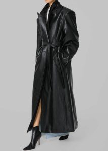 Outerwear The Frankie Shop Black Women Connie Faux Leather Belted Trench Coat - Black
