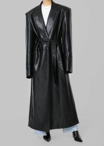 Outerwear The Frankie Shop Black Women Connie Faux Leather Belted Trench Coat - Black - Image 3