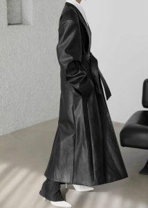 Outerwear The Frankie Shop Black Women Connie Faux Leather Belted Trench Coat - Black - Image 5