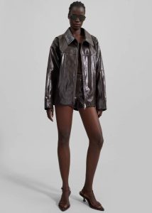 Outerwear The Frankie Shop Brown Arbor Crackled Faux Leather Jacket - Brown Women - Image 3
