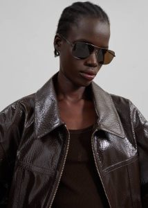 Outerwear The Frankie Shop Brown Arbor Crackled Faux Leather Jacket - Brown Women - Image 5