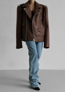 Outerwear The Frankie Shop Chicago Oversized Biker Jacket - Brown Brown Women - Image 2