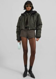 Outerwear The Frankie Shop Green Riano Cropped Bomber Jacket - Khaki Women - Image 2
