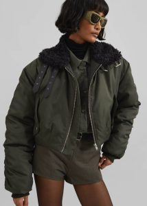 Outerwear The Frankie Shop Green Riano Cropped Bomber Jacket - Khaki Women - Image 3