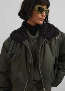 Outerwear The Frankie Shop Green Riano Cropped Bomber Jacket - Khaki Women - Image 4