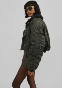 Outerwear The Frankie Shop Green Riano Cropped Bomber Jacket - Khaki Women - Image 5