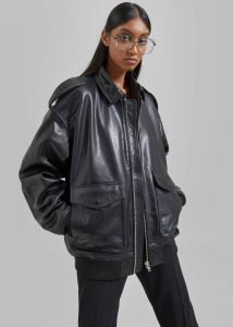 Outerwear The Frankie Shop Men Black Viper Leather Jacket - Black