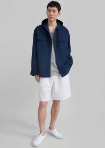 Outerwear The Frankie Shop Men Blue Lars Hooded Jacket - Navy - Image 2