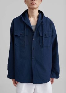 Outerwear The Frankie Shop Men Blue Lars Hooded Jacket - Navy - Image 4