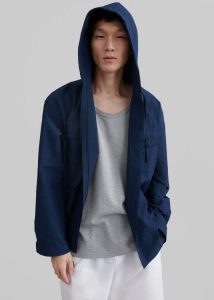 Outerwear The Frankie Shop Men Blue Lars Hooded Jacket - Navy - Image 5
