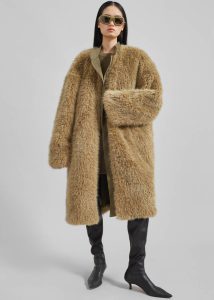 Outerwear Winford Reversible Fur Coat - Khaki Women Green The Frankie Shop