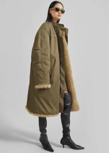 Outerwear Winford Reversible Fur Coat - Khaki Women Green The Frankie Shop - Image 4