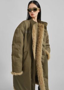 Outerwear Winford Reversible Fur Coat - Khaki Women Green The Frankie Shop - Image 5