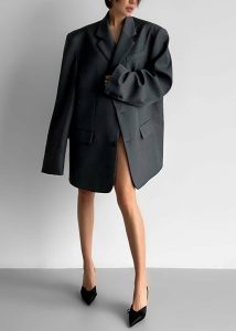Outerwear Women Grey Dee Maxi Oversized Blazer - Charcoal The Frankie Shop - Image 2