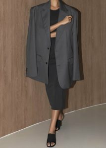 Outerwear Women Grey Dee Maxi Oversized Blazer - Charcoal The Frankie Shop - Image 5