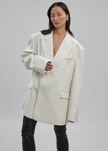 Outerwear Women Sadie Oversized Double Breasted Blazer - Cream The Frankie Shop White - Image 2