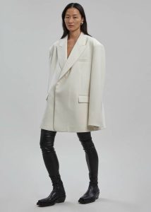 Outerwear Women Sadie Oversized Double Breasted Blazer - Cream The Frankie Shop White