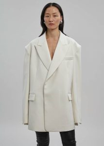 Outerwear Women Sadie Oversized Double Breasted Blazer - Cream The Frankie Shop White - Image 3