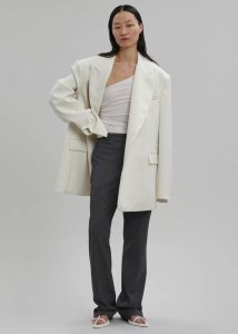 Outerwear Women Sadie Oversized Double Breasted Blazer - Cream The Frankie Shop White - Image 5