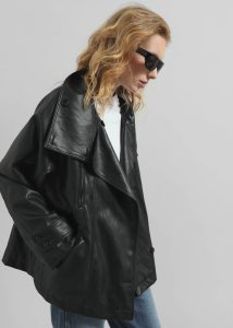 Outerwear Women The Frankie Shop Black Amunta Faux Leather Trench Jacket - Black