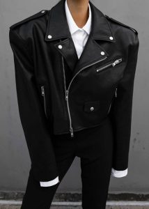 Outerwear Women The Frankie Shop Black Tidus Cropped Biker Jacket - Black