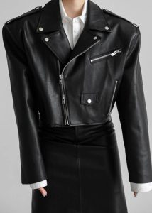 Outerwear Women The Frankie Shop Black Tidus Cropped Biker Jacket - Black - Image 4