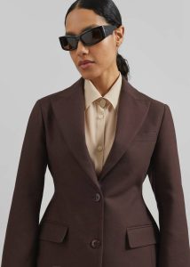 Outerwear Women The Frankie Shop Colette Hourglass Blazer - Dark Brown Brown - Image 4