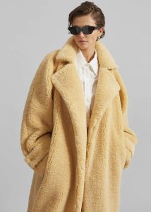 Outerwear Women The Frankie Shop Gresham Faux Shearling Robe Coat - Yellow Yellow - Image 4