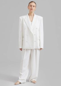 Outerwear Women The Frankie Shop Zia Covered Buttons Blazer - White White - Image 2