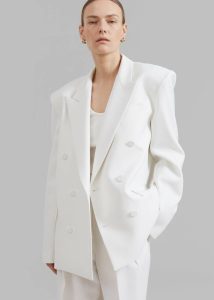 Outerwear Women The Frankie Shop Zia Covered Buttons Blazer - White White - Image 4