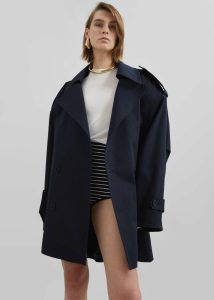 Outerwear Zurich Oversized Short Trench - Navy The Frankie Shop Blue Women