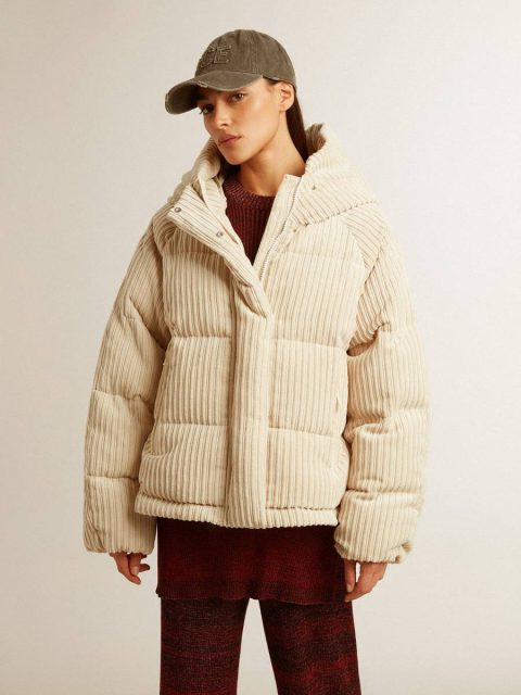 Padded Ecodown Jacket With Zip Fastening And Hood Coats & Jackets Women Golden Goose Papyrus - Image 3
