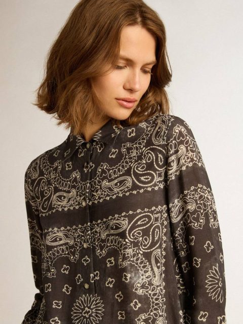 Pajama Shirt In Anthracite Gray With Paisley Print Shirts Women Golden Goose Anthracite Gray - Image 2